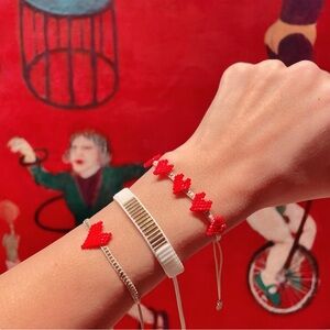 Single Red Heart Beaded Bracelet (Sold Separately)